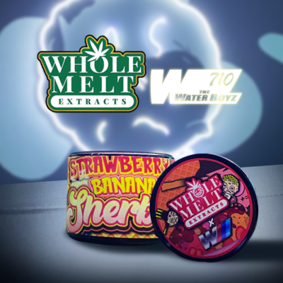 Whole Melt Extracts X the Water Boyz – Strawberry Banana Sherbert Live Rosin – 2GM - Official Whole Melt Extracts