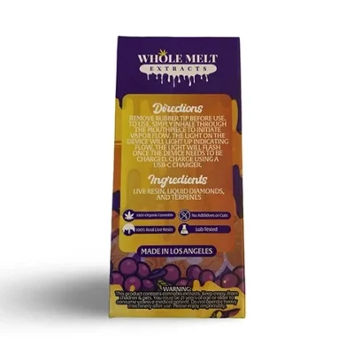 Grape Gasoline Whole Melts Disposable – Indica - Official Whole Melt Extracts